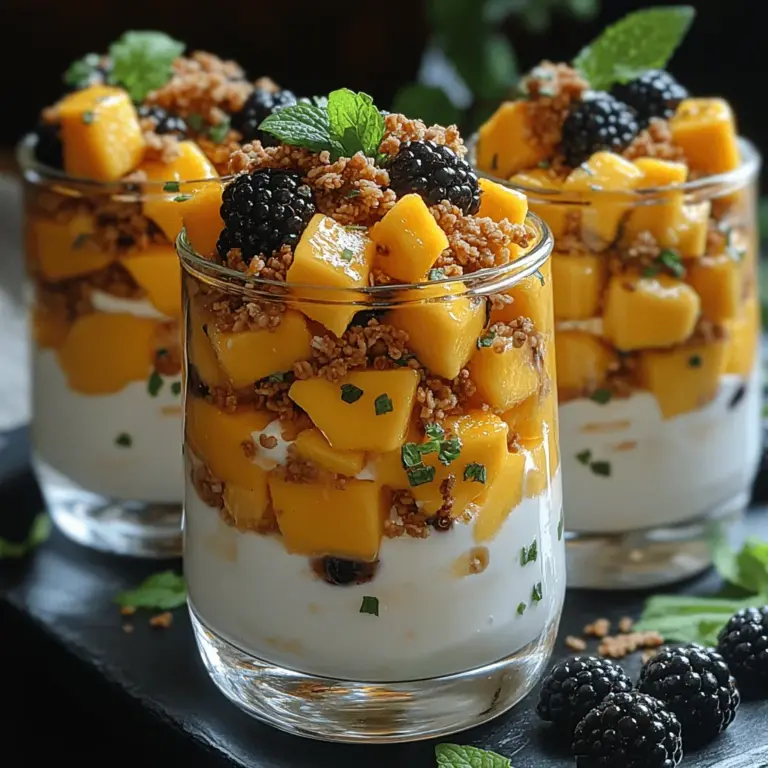 Parfaits are a delightful and versatile dessert option that has gained fame for their beautiful layers and varied textures. These eye-catching treats can serve as a breakfast, snack, or dessert, making them an ideal choice for any time of day. Among the many variations, the Mango Blackberry Parfait stands out, showcasing the vibrant colors and flavors of fresh fruits. This parfait is not only a feast for the eyes but also a wholesome and healthy choice, as it combines nutrient-rich ingredients that promote well-being.