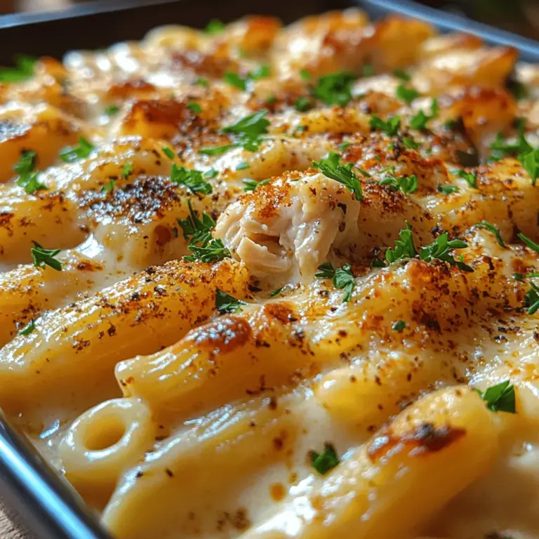Delve into the world of comfort food with our Creamy Garlic Herb Chicken Mac and Cheese, a dish that beautifully marries the richness of creamy cheeses with the savory goodness of rotisserie chicken. This recipe is perfect for family dinners, gatherings, or simply indulging in a cozy meal at home. The combination of tender pasta, succulent chicken, and a decadent creamy sauce creates a symphony of flavors that is both satisfying and indulgent.