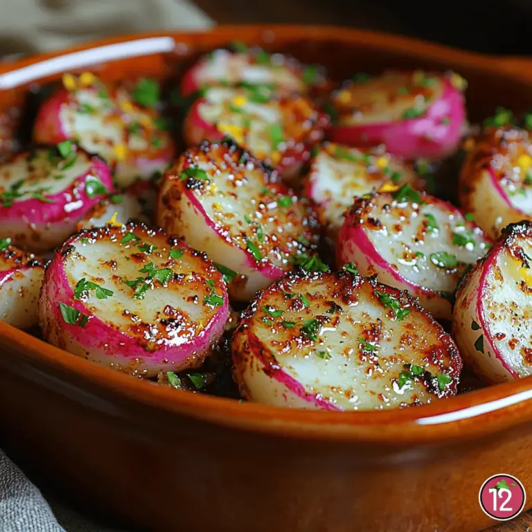 Garlic Herb Roasted Radishes are a delightful and surprising dish that elevates the humble radish to new heights. This recipe transforms these often-overlooked root vegetables into a flavorful, tender side that is as versatile as it is nutritious. With a perfect balance of earthiness from the radishes, aromatic garlic, and fragrant herbs, this dish is sure to impress both family and guests alike.