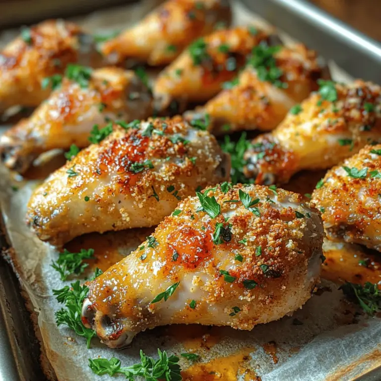 When it comes to family-friendly meals, few dishes can rival the appeal of baked chicken drumsticks. They are not only delicious but also incredibly easy to prepare, making them a go-to option for busy weeknights or casual gatherings. The combination of crispy skin and juicy meat creates a satisfying texture that resonates with both kids and adults alike. The savory blend of Parmesan cheese and aromatic herbs elevates these drumsticks, transforming a simple dinner into a flavor-packed experience.