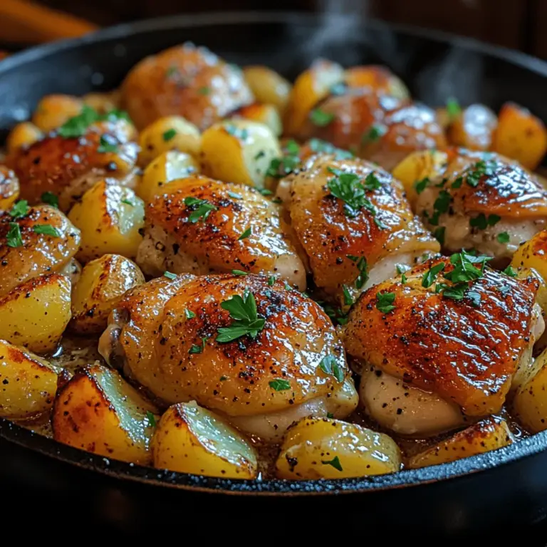 In today’s fast-paced world, finding a meal that is quick to prepare yet bursting with flavor can be a challenge. Enter the Garlic Butter Chicken and Potatoes Skillet. This dish is the perfect solution for busy weeknight dinners, effortlessly combining protein and hearty vegetables into a single, satisfying meal. With just a few simple ingredients that can typically be found in most kitchens, this recipe not only satisfies hunger but also brings a sense of warmth and comfort to the dinner table.