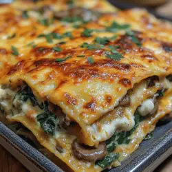 Creamy Mushroom Spinach Lasagna is not just a meal; it’s an experience that combines the rich, comforting layers of traditional lasagna with the earthy flavors of mushrooms and the fresh taste of spinach. This dish has gained a beloved following for its creamy texture and satisfying depth of flavor that appeals to both vegetarians and meat-lovers alike. The luscious blend of cheeses, combined with the sautéed vegetables, creates a mouthwatering delight that is perfect for family dinners, casual gatherings, or even special occasions.