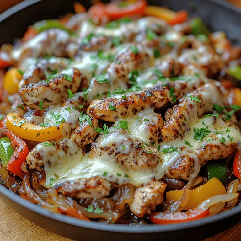 If you're searching for a quick and satisfying meal that will please the entire family, look no further than the Sizzling Chicken Cheesesteak Skillet. This dish takes the beloved flavors of a traditional cheesesteak and transforms them into a vibrant, one-pan creation that is not only delicious but also incredibly easy to prepare. Ideal for busy weeknights or casual family dinners, this skillet meal comes together in under 30 minutes, making it a perfect choice for anyone who wants to enjoy homemade comfort food without spending hours in the kitchen.