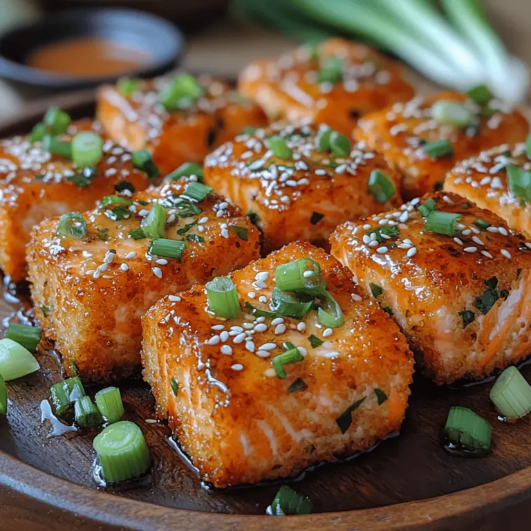 In the realm of delectable seafood dishes, few can rival the allure of Crispy Honey Garlic Salmon Bites. This dish harmoniously combines tender salmon fillets with a delightful crispy coating, all enveloped in a sweet and savory glaze. The result is a mouthwatering treat that is not just delicious but also bursting with flavor, making it a standout choice for any meal. Whether you're looking to impress guests at a dinner party, seeking a quick and satisfying weeknight dinner, or wanting to prepare a crowd-pleasing appetizer, this recipe delivers on all fronts.