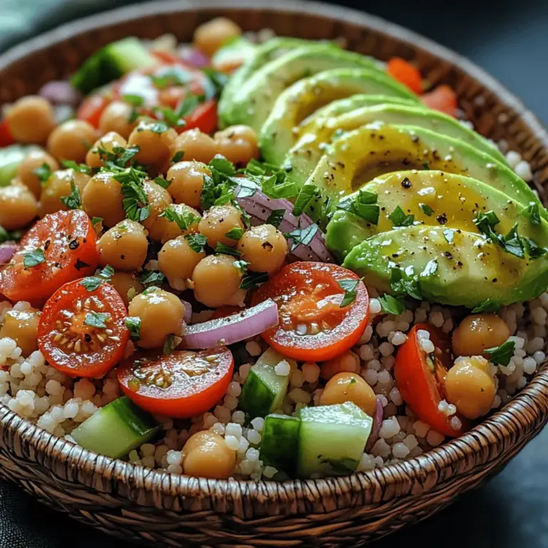 As the weather warms up, the craving for light, refreshing meals often intensifies. The Refreshing Cold Chickpea Couscous Bowl presents itself as the perfect dish for those hot summer days when the last thing you want to do is spend hours in the kitchen. This vibrant bowl is not only visually appealing, but it also packs a punch in terms of flavor and nutrition. Featuring a medley of fresh vegetables, protein-rich chickpeas, and fluffy couscous, this dish offers a delightful combination of textures and tastes that satisfies both hunger and the desire for something healthy.