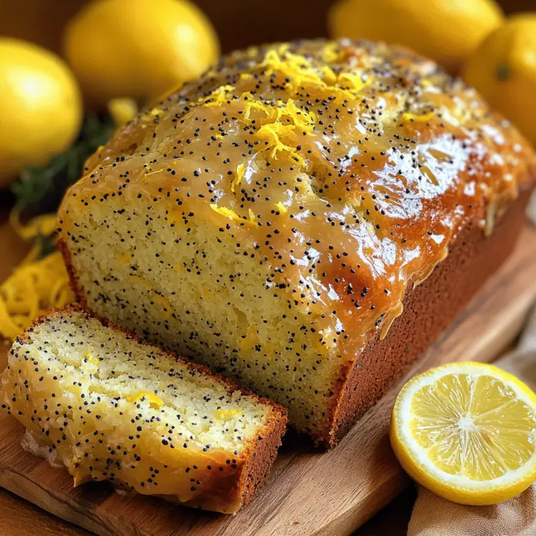 Embrace the vibrant flavors of citrus with our Lemon Poppy Bliss Loaf. This delightful recipe combines the zesty brightness of fresh lemons with the nutty crunch of poppy seeds, creating a moist and flavorful loaf that's perfect for breakfast, dessert, or an afternoon snack. The combination of tangy lemon and the delicate crunch of poppy seeds is not only delicious but also visually appealing, making it a feast for both the eyes and the palate.
