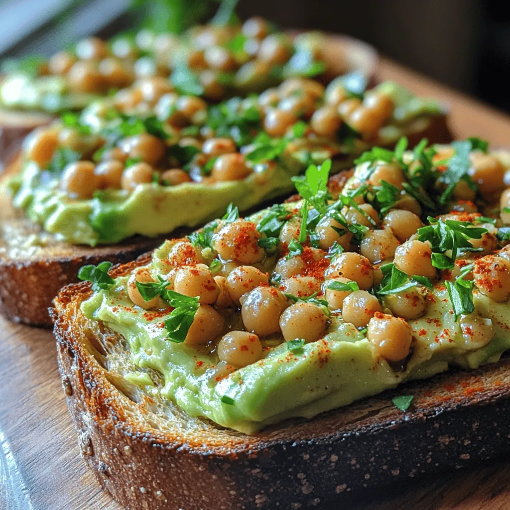 To fully appreciate the Chickpea Avocado Toast, it's essential to understand the key components that make up this dish. Each ingredient not only adds to the overall flavor but also contributes to the health benefits that this meal provides. Let's take a closer look at the star ingredients: avocado, chickpeas, whole-grain bread, olive oil, garlic, lemon juice, and spices.