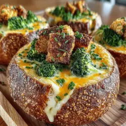 Cheesy Bliss: Cheddar Broccoli Soup in Edible Bowls
