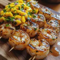 When it comes to vibrant, mouthwatering dishes that transport you straight to a sun-soaked beach, Tropical Delight Shrimp Skewers with Mango Salsa stand out as a true culinary gem. This recipe features succulent shrimp, perfectly grilled to perfection, and accompanied by a refreshing mango salsa that bursts with flavor. The harmonious blend of sweet, spicy, and tangy elements makes this dish an irresistible choice for any occasion, be it a casual backyard barbecue, a festive gathering with friends, or an elegant dinner party that calls for something special.