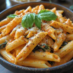 Creamy Tomato Spinach Penne
