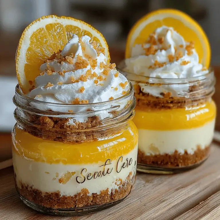 The allure of Lemon Zest Delight: Cream Pie in a Jar lies in its harmonious balance of bright, tangy flavors and creamy textures, all elegantly presented in individual servings. This dessert captures the essence of summer, evoking memories of sun-soaked picnics and leisurely backyard barbecues. The refreshing zing of lemon, paired with the smoothness of the cream filling, creates a delightful experience that is both satisfying and invigorating. Moreover, the convenience of serving this dessert in jars not only adds a touch of charm but also makes it incredibly practical for any gathering.