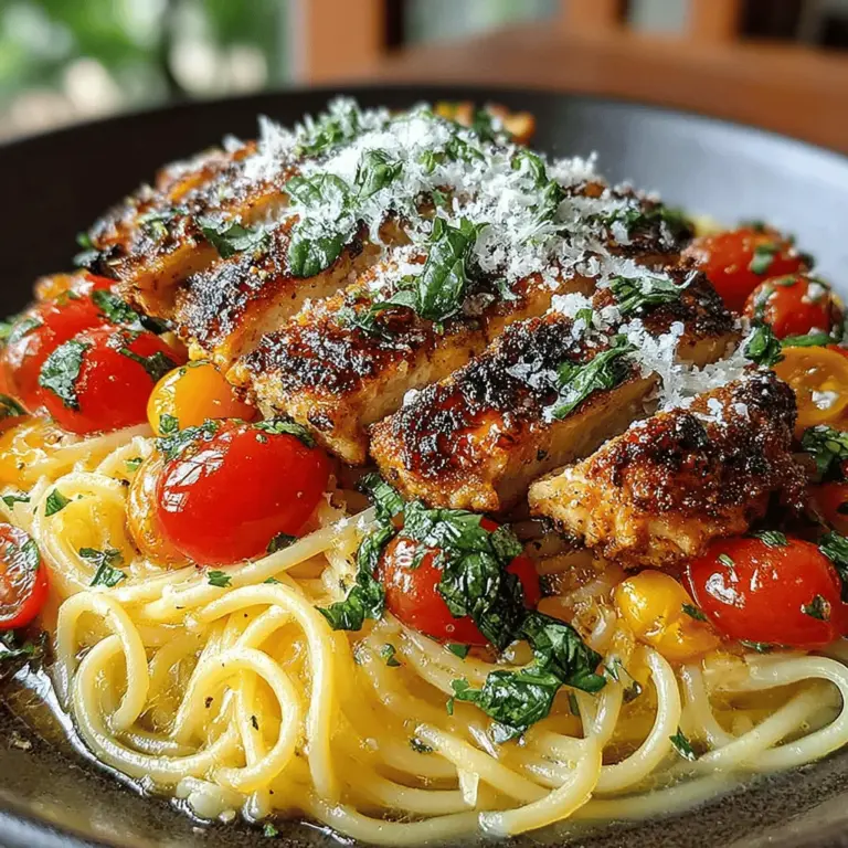 Grilled Chicken Bruschetta Pasta is a delightful dish that brings together the best of both worlds: the fresh, zesty flavors of bruschetta and the comforting heartiness of pasta. This recipe is not only a feast for the palate but also quite simple to prepare, making it an ideal choice for weeknight dinners, weekend gatherings, or even special occasions. The dish features marinated grilled chicken, vibrant cherry tomatoes, aromatic fresh basil, and a drizzle of balsamic glaze, creating a symphony of flavors that are sure to please any crowd.