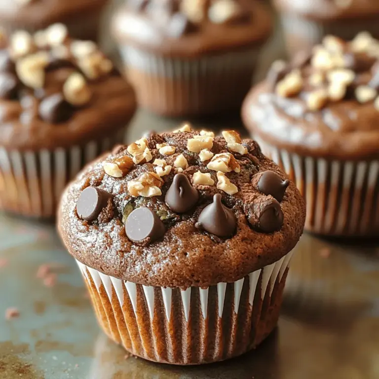 At the heart of the Guilt-Free Zucchini Chocolate Muffins lies the humble zucchini. This green powerhouse is often overlooked but boasts an impressive nutritional profile. Zucchini is low in calories yet high in essential vitamins and minerals, including vitamin C, potassium, and magnesium. It is also a great source of dietary fiber, which aids in digestion and promotes a feeling of fullness. Importantly, zucchini contributes moisture to the batter without adding significant calories, allowing the muffins to remain tender and delicious.
