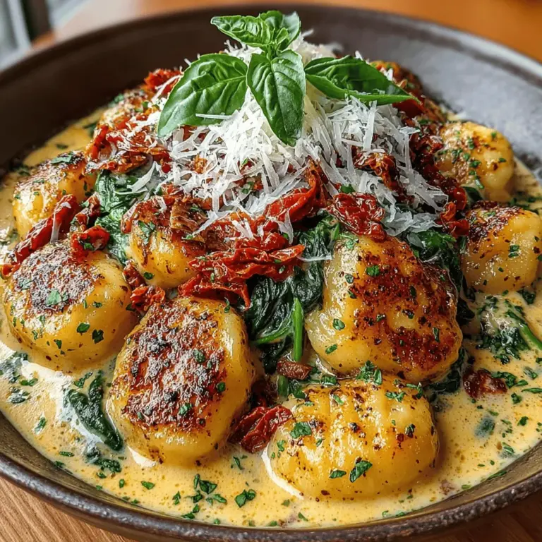 Welcome to the delightful world of Creamy Pesto Gnocchi with Sun-Dried Tomatoes, a dish that encapsulates the essence of comfort food while introducing an array of vibrant flavors. This creamy pasta dish combines the smooth, pillowy texture of gnocchi with the aromatic freshness of basil pesto, the tangy sweetness of sun-dried tomatoes, and the luxurious richness of heavy cream. Whether you're looking for a quick weeknight meal or an impressive dish for a special occasion, creamy pesto gnocchi fits the bill perfectly. Its simplicity in preparation belies the depth of flavors it offers, making it a favorite for cooks of all skill levels.