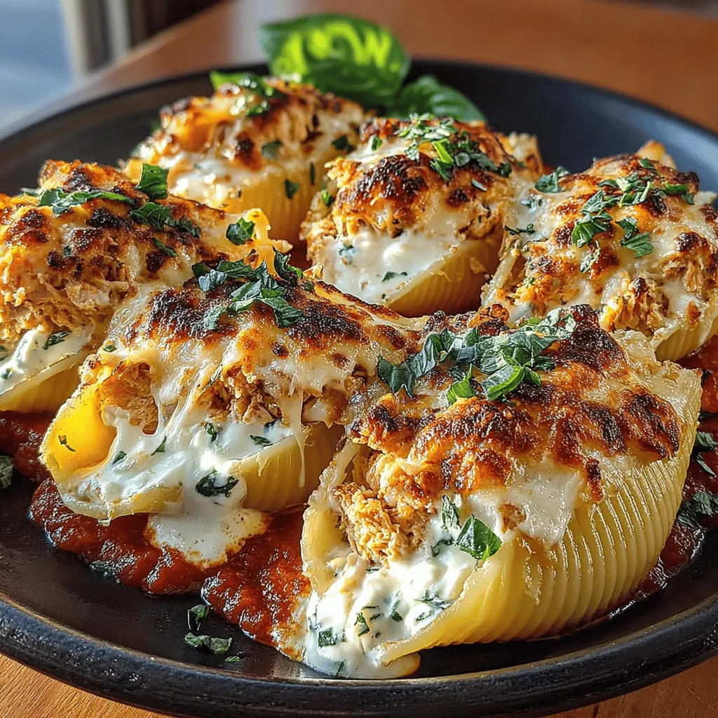 Baked Chicken Parmesan Stuffed Shells are a delightful fusion of comfort food and Italian culinary tradition, making them an ideal choice for family dinners or gatherings. This dish combines the heartiness of pasta with the savory goodness of chicken and melted cheese, delivering a satisfying meal that appeals to all ages. The creamy filling, combined with a rich marinara sauce and a bubbling layer of cheese on top, creates a symphony of flavors that is both comforting and indulgent. Whether you're hosting a lively family gathering or simply looking for a delicious weeknight dinner, Baked Chicken Parmesan Stuffed Shells offer a unique and satisfying option that is sure to impress.