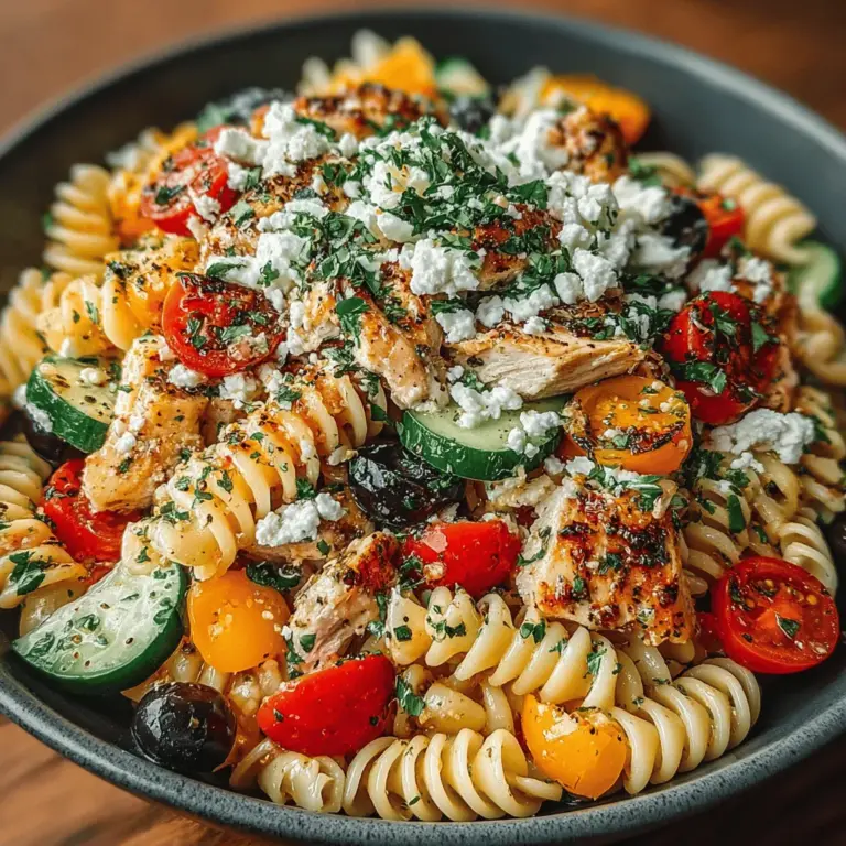 The Mediterranean diet is renowned for its health benefits, emphasizing fresh, whole foods that promote heart health and overall well-being. Rich in fruits, vegetables, whole grains, and healthy fats, this dietary approach not only nourishes the body but also delights the palate with its vibrant flavors. As the temperatures rise, nothing beats a light, refreshing dish that embodies the essence of Mediterranean cuisine. Enter the Chilled Mediterranean Chicken Pasta Salad—a delightful blend of taste and nutrition that is perfect for warm weather, family gatherings, or meal prep.