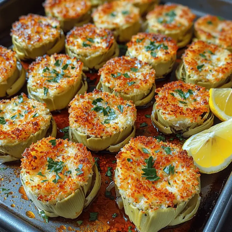 If you’re on the hunt for a delicious appetizer or snack that effortlessly combines unique flavors and textures, look no further than Crispy Parmesan Artichoke Hearts. This dish features tender artichoke hearts coated in a golden-brown crust of panko breadcrumbs and Parmesan cheese, resulting in a crunchy exterior and a soft, flavorful interior. Whether you're entertaining guests or simply indulging in a comforting snack at home, these crispy bites are sure to impress.