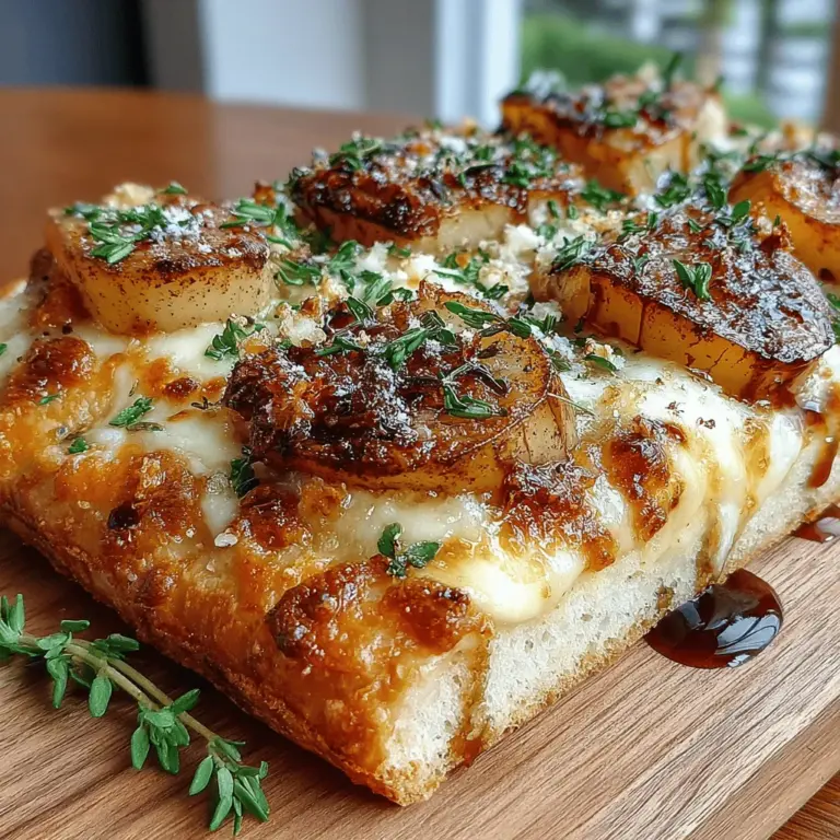 When it comes to impressing guests with a sophisticated yet simple dish, the Baked Brie & Caramelized Pear Flatbread stands out as a perfect choice. This recipe combines the creamy richness of melted Brie cheese with the sweet, caramelized notes of ripe pears, all enhanced by the aromatic touch of fresh thyme. The result is a harmonious blend of flavors that captivates the palate, making it an excellent option for a variety of occasions—whether you're hosting a casual gathering, a formal dinner, or simply seeking a delightful appetizer to enjoy at home.