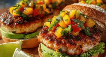 Grilled Turkey Burgers with Peach Salsa