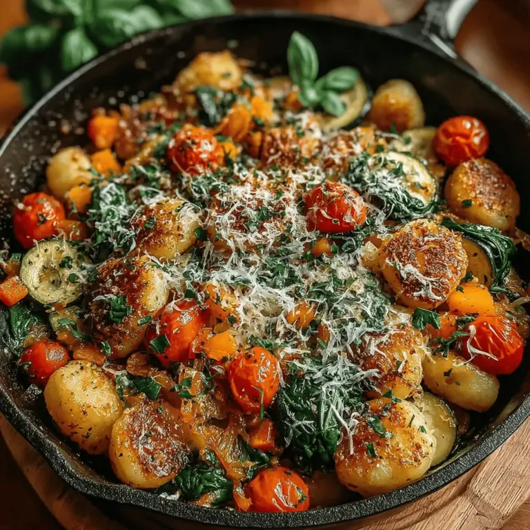 In the fast-paced world we live in, finding the perfect recipe that combines speed, flavor, and nutrition can often feel like a daunting task. Enter the Garlic Butter Veggie Gnocchi Skillet—a dish that seamlessly marries the comforting texture of potato gnocchi with a vibrant assortment of fresh vegetables, all enveloped in a luscious garlic butter sauce. This recipe is not only quick to prepare, making it an ideal choice for busy weeknights, but it also transforms simple ingredients into a gourmet experience that can elevate any dinner table.