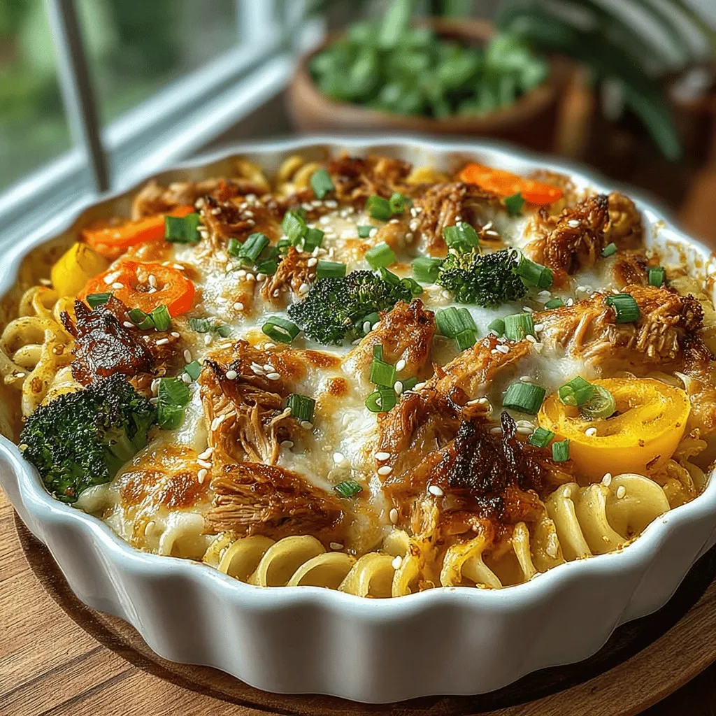Ginger Teriyaki Chicken Ramen Bake is a culinary gem that beautifully merges the vibrant flavors of Asian cuisine with the comforting familiarity of a home-cooked casserole. This dish features tender chicken marinated in a rich teriyaki sauce, complemented by the aromatic kick of fresh ginger, all nestled among a bed of chewy ramen noodles. With its harmonious blend of textures and tastes, this recipe promises to awaken your taste buds while offering a satisfying meal that the whole family will adore.