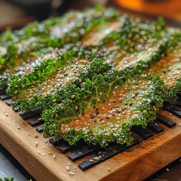 Kale chips have emerged as a popular alternative to traditional potato chips, offering a crunchy, satisfying snack that is not only delicious but also packed with nutrients. Among the many variations of kale chips, the Crispy Sesame Bliss Kale Chips stand out for their unique flavor profile and delightful crunch. This recipe is significant not just for its taste but also for its health benefits, making it an appealing choice for health-conscious snackers, parents looking for nutritious snacks for their children, and anyone who loves experimenting in the kitchen.
