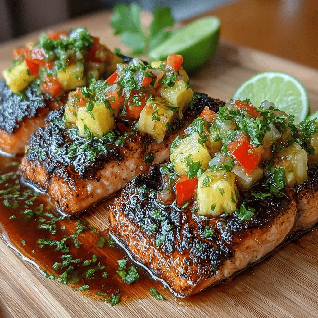 When you think of tropical flavors, vibrant, fresh, and juicy ingredients come to mind, and nothing embodies that better than the Tropical Bliss Grilled Salmon with Pineapple Salsa. This dish marries the rich, buttery taste of grilled salmon with the zesty and refreshing notes of a homemade pineapple salsa, creating a culinary experience that transports your taste buds straight to a sun-soaked beach. Not only does this recipe provide a delightful explosion of flavors, but it also packs a nutritional punch, making it a perfect addition to your healthy eating repertoire.