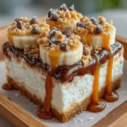 With the yogurt layer beautifully spread over the banana base, it’s time to elevate these Choco-Nana Delight Bars to the next level with some delightful toppings. Begin by generously sprinkling the crushed graham crackers across the yogurt layer. Not only do they add a satisfying crunch, but they also provide a hint of sweetness that complements the bananas and chocolate.