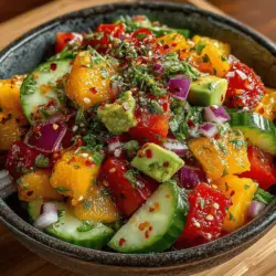 The Tropical Tango Cucumber Mango Salad is more than just a dish; it's a celebration of vibrant flavors and refreshing textures that embody the spirit of summer. With its bright colors and invigorating taste, this salad serves as an ideal accompaniment for barbecues, picnics, or even as a light lunch on a warm day. The combination of crisp cucumbers, sweet ripe mangoes, and a tangy dressing creates a symphony of flavors that will awaken your palate and brighten your meal.