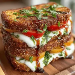 Grilled Tomato Sandwiches with Basil Pesto and Mozzarella