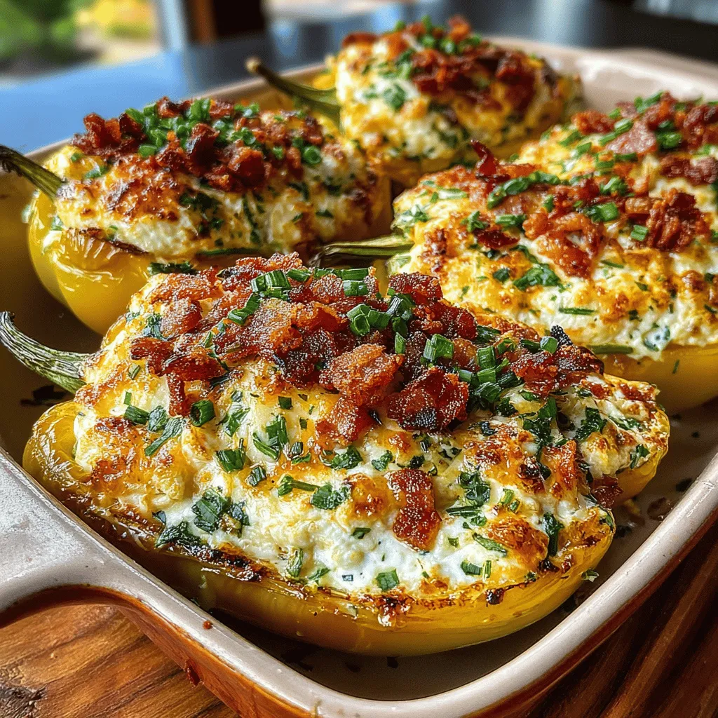 Stuffed banana peppers are a delightful and versatile appetizer that can elevate any gathering or casual family meal. With their vibrant yellow color and mild heat, they offer a unique and appealing presentation, making them an eye-catching dish that is sure to impress guests. Whether you're hosting a last-minute party or simply looking for a quick and satisfying snack, these stuffed peppers can be whipped up in no time. The combination of creamy cheese and zesty spices creates a harmonious balance of flavors and textures that caters to both cheese lovers and those who enjoy a bit of heat.