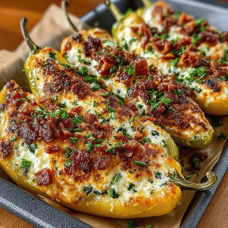 Stuffed banana peppers are a delightful and versatile appetizer that can elevate any gathering or casual family meal. With their vibrant yellow color and mild heat, they offer a unique and appealing presentation, making them an eye-catching dish that is sure to impress guests. Whether you're hosting a last-minute party or simply looking for a quick and satisfying snack, these stuffed peppers can be whipped up in no time. The combination of creamy cheese and zesty spices creates a harmonious balance of flavors and textures that caters to both cheese lovers and those who enjoy a bit of heat.