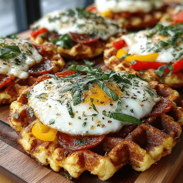 Mini waffle pizzas are an exciting culinary innovation that combines the crispy, fluffy texture of waffles with the savory, cheesy goodness of pizza. This delightful fusion creates a dish that’s not only fun for all ages but also versatile and easy to prepare. Whether you're hosting a family gathering, planning a casual party, or simply looking for a quick and satisfying weeknight meal, mini waffle pizzas are sure to be a hit. With minimal prep time and a handful of simple ingredients, this recipe allows everyone to customize their own pizza, making it a perfect choice for picky eaters and adventurous foodies alike.