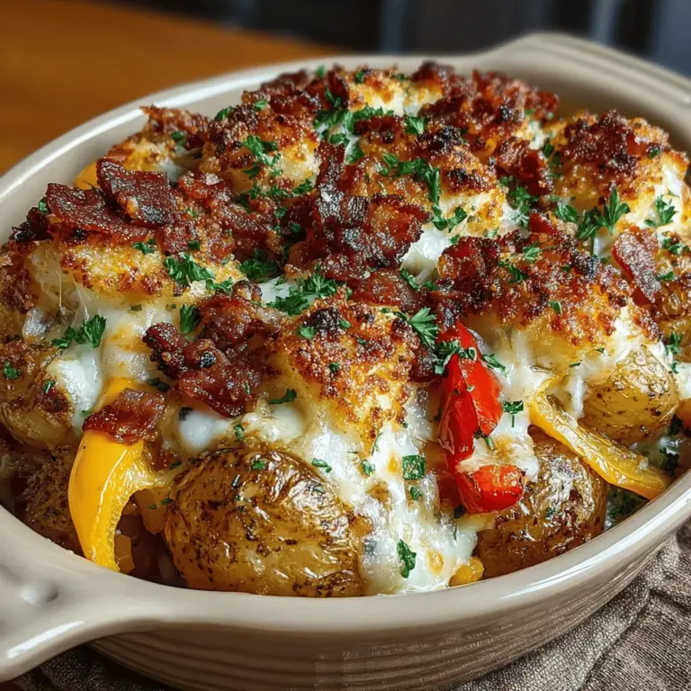 To create the creamy base of your Cheesy Autumn Bliss Potato Bake, start by softening your cream cheese to room temperature. This step is crucial for achieving a smooth and well-combined mixture. If your cream cheese is too cold, it may clump when mixed with other ingredients, resulting in an uneven texture. To soften it quickly, you can cut it into cubes and let it sit out for about 30 minutes or microwave it for 10-15 seconds.