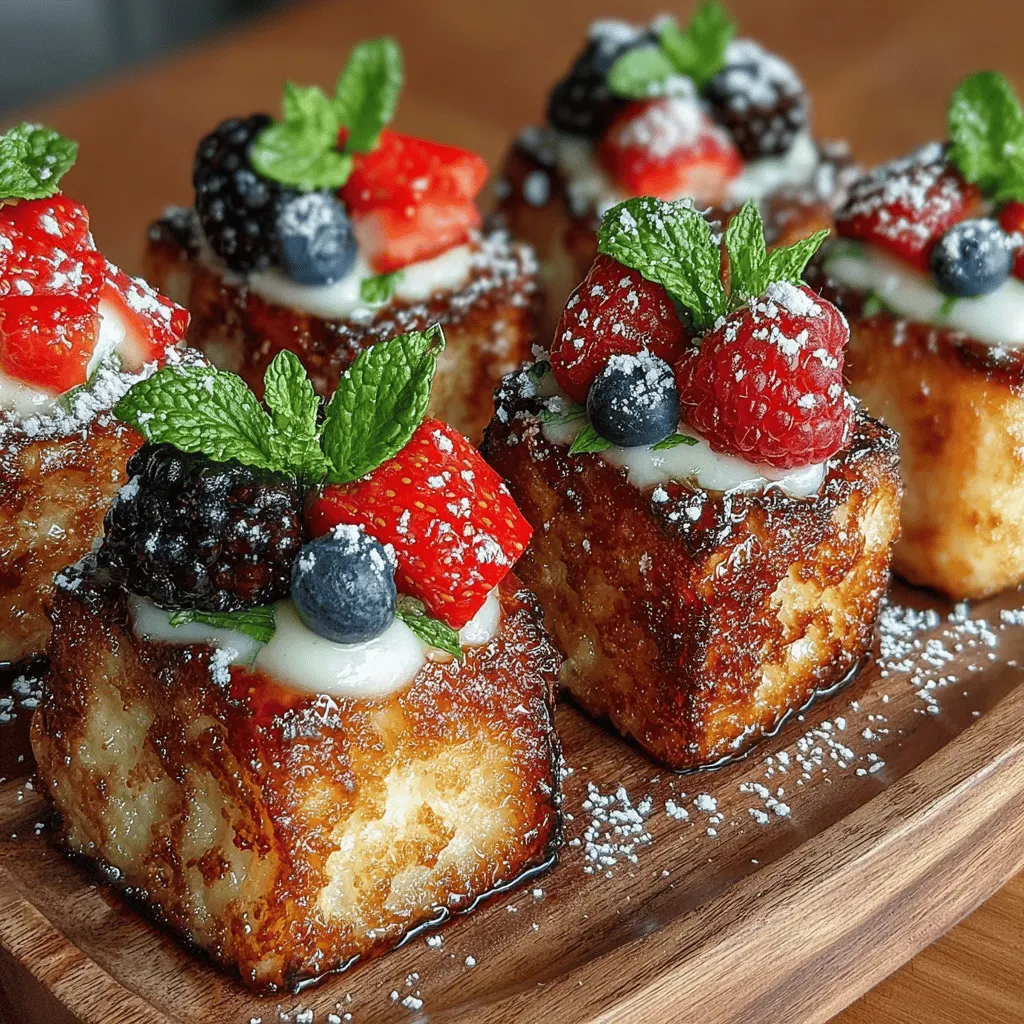 French toast has long been celebrated as a staple in breakfast and brunch culture. Its origins can be traced back to ancient times, but it has continued to evolve, finding its way onto the menus of cafes and homes alike. The classic preparation involves soaking slices of bread in a mixture of eggs and milk before frying them to golden perfection. However, the rising popularity of bite-sized treats has led to the creation of mini versions that are not only adorable but also practical for serving at gatherings.
