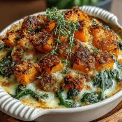 Butternut Squash & Spinach Delight Gratin