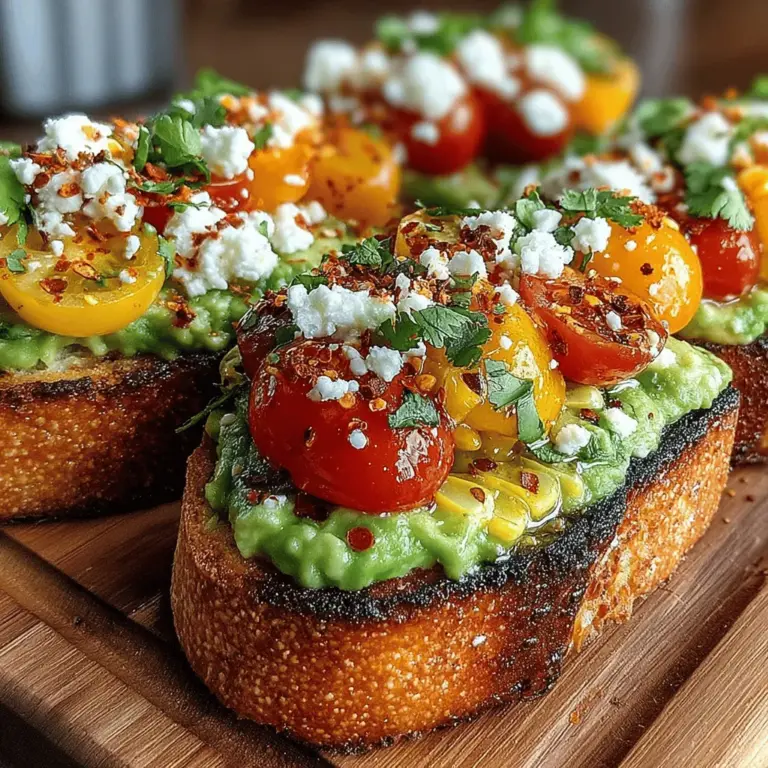 Dive into the vibrant world of flavors with our Grilled Corn and Feta Avocado Toast recipe. This delightful dish marries the creamy texture of ripe avocados with the sweet, smoky notes of grilled corn, all crowned with tangy feta cheese and fresh cherry tomatoes. Whether you’re looking for a satisfying brunch option or a light, nutritious lunch, this recipe delivers on all fronts. Not only is it a feast for the eyes with its bright colors and textures, but it also provides a healthful boost to your day, making it a perfect choice for anyone seeking a balance of taste and nutrition.