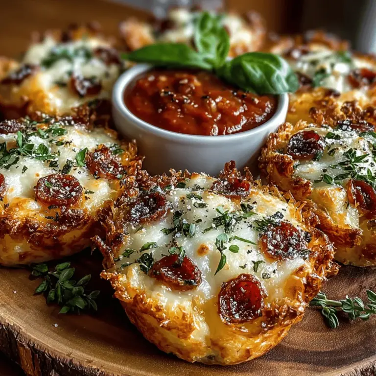 Mini Pepperoni Pasta Pie Bites are the perfect fusion of two beloved comfort foods: pasta and pizza. Ideal for gatherings, parties, or even a cozy family dinner, these delightful bites encapsulate the cheesy goodness of pizza in a fun, bite-sized form. Whether you're hosting friends for a game night or simply looking for a creative way to serve dinner, these Mini Pasta Pie Bites are sure to be a hit with guests of all ages. The simplicity of this recipe allows for easy preparation without sacrificing flavor, making it a go-to option for busy cooks who want to impress.