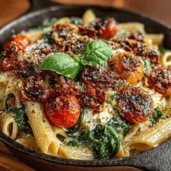 Baked Feta Pasta with Roasted Cherry Tomatoes & Spinach