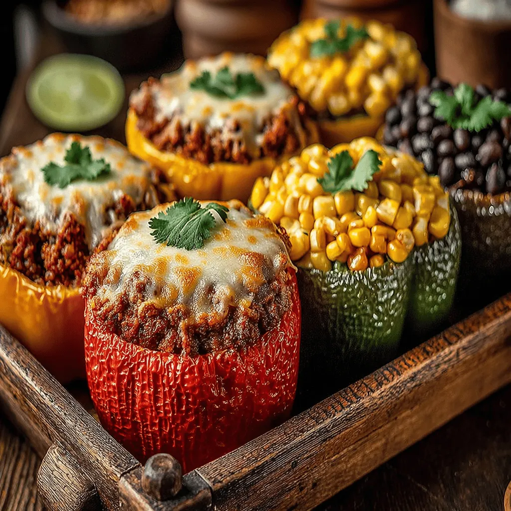 - 4 large bell peppers (any color) - 1 pound ground turkey - 1 cup cooked quinoa - 1 can (15 oz) black beans, rinsed and drained - 1 cup corn (fresh, frozen, or canned) - 1 medium onion, diced - 2 cloves garlic, minced - 1 teaspoon chili powder - 1 teaspoon cumin - ½ teaspoon paprika - Salt and pepper to taste - 1 cup shredded cheese (optional) - Fresh cilantro or parsley for garnish (optional)