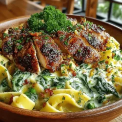 - 2 boneless, skinless chicken breasts - 8 ounces fettuccine pasta - 2 cups fresh spinach, chopped - 1 cup frozen peas - 1 cup heavy cream - 1 cup grated Parmesan cheese - 2 tablespoons olive oil - 2 cloves garlic, minced - 1 teaspoon Italian seasoning - Salt and pepper to taste