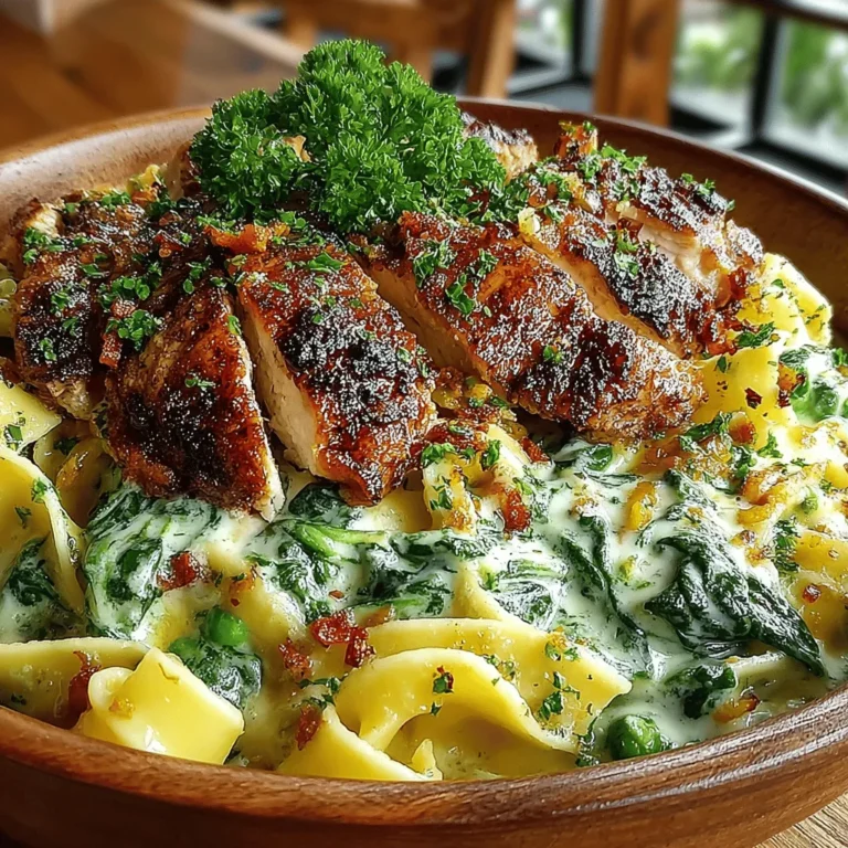 - 2 boneless, skinless chicken breasts - 8 ounces fettuccine pasta - 2 cups fresh spinach, chopped - 1 cup frozen peas - 1 cup heavy cream - 1 cup grated Parmesan cheese - 2 tablespoons olive oil - 2 cloves garlic, minced - 1 teaspoon Italian seasoning - Salt and pepper to taste
