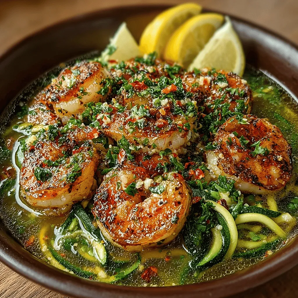 Garlic Butter Shrimp with Zucchini Noodles is a delightful dish that perfectly marries the rich, savory flavors of shrimp with the light, fresh crunch of zucchini. This recipe not only highlights the vibrant taste of seafood but also incorporates a healthy twist by replacing traditional pasta with spiralized zucchini. The result is a satisfying meal that is both indulgent and nutritious, making it an excellent choice for anyone looking to enjoy a gourmet experience without the guilt.