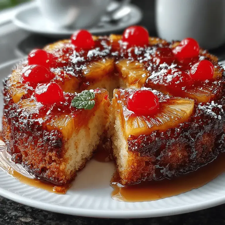 Introducing the Tropical Paradise Pineapple Upside Down Cake, a delightful dessert that brings a burst of tropical flavor to any gathering. With its moist, buttery cake base and a luscious topping of sweet and tangy pineapple, this cake is more than just a dessert; it’s an experience that evokes feelings of nostalgia and joy. Whether you're celebrating a special occasion or simply indulging in a sweet treat, this cake is sure to impress. The beauty of the Tropical Paradise Pineapple Upside Down Cake lies in its simplicity, making it an ideal choice for both novice bakers and seasoned culinary experts alike.
