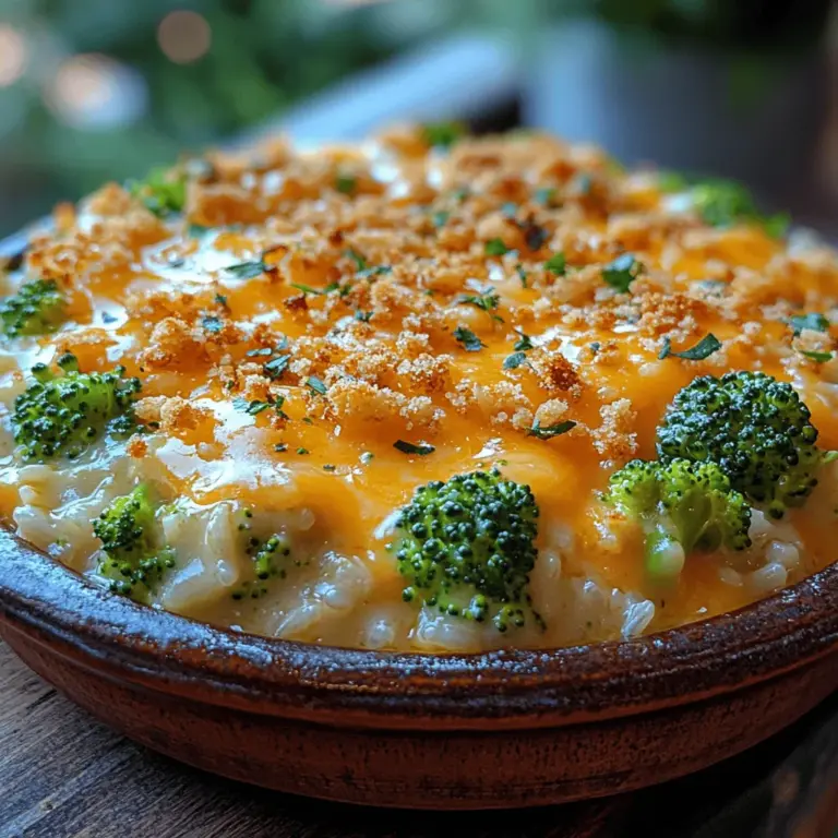 When it comes to comforting home-cooked meals, few dishes can rival the appeal of a Cheesy Broccoli and Rice Casserole. This delightful casserole combines tender broccoli florets, creamy cheese, and fluffy rice into a warm, satisfying dish that is perfect for any occasion. Whether served as a hearty side dish alongside roasted meats or as a standalone main course, this casserole is a versatile addition to your meal rotation.