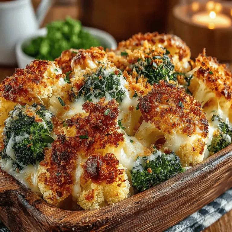 In a world where healthy eating often feels like a compromise on flavor, finding recipes that strike the perfect balance can be a challenge. Enter the Cheesy Broccoli and Cauliflower Rice Bake—an indulgent yet nutritious dish that’s bound to satisfy your cravings while also sneaking in some vegetables. This delightful bake combines the nutty flavors of cauliflower rice and fresh broccoli with the creamy richness of cheeses, resulting in a dish that is both comforting and delicious. Perfect for busy weeknights or as a side dish for family gatherings, this recipe is a wonderful addition to your culinary repertoire.