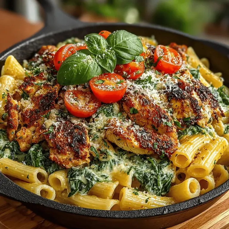 In the landscape of weeknight dinners, few recipes can match the ease and satisfaction of a creamy chicken and spinach pasta skillet. This dish marries flavors and textures in a way that is not only delicious but also quick to prepare, making it an ideal choice for busy families and individuals alike. With its harmonious blend of tender chicken, fresh spinach, and al dente pasta enveloped in a rich, creamy sauce, this skillet meal is set to become a go-to favorite in your culinary repertoire.