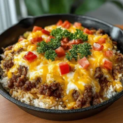 One-Pan Cheesy Beef and Rice Skillet: A Flavorful and Easy Dinner Recipe
