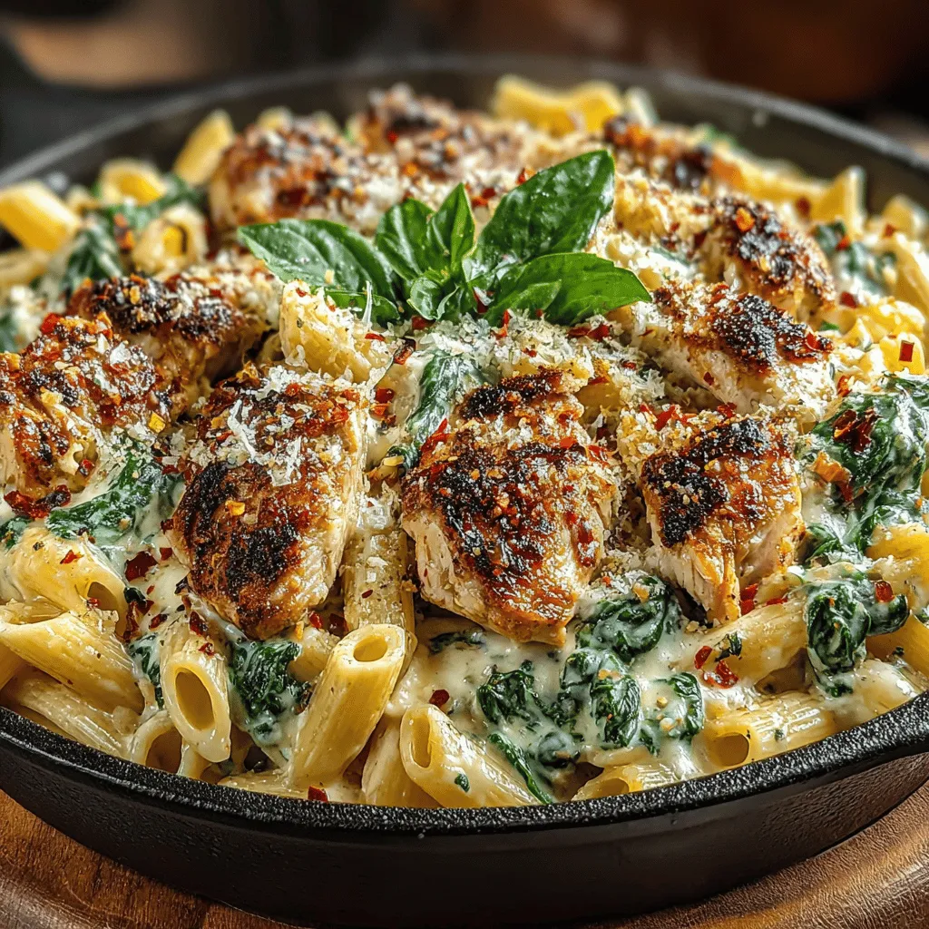 Creamy Chicken and Spinach Pasta Skillet
