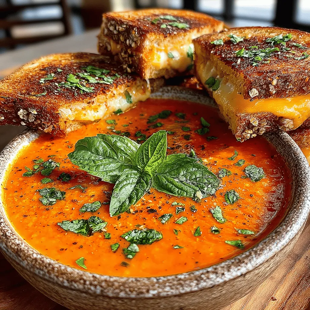 Heavenly Creamy Tomato Basil Soup with Grilled Cheese